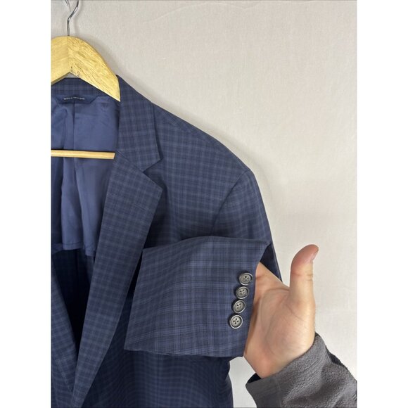Brooks Brothers Regent 48S Navy Check Wool Blazer Reda Brookscool Stretch Travel - Picture 2 of 10